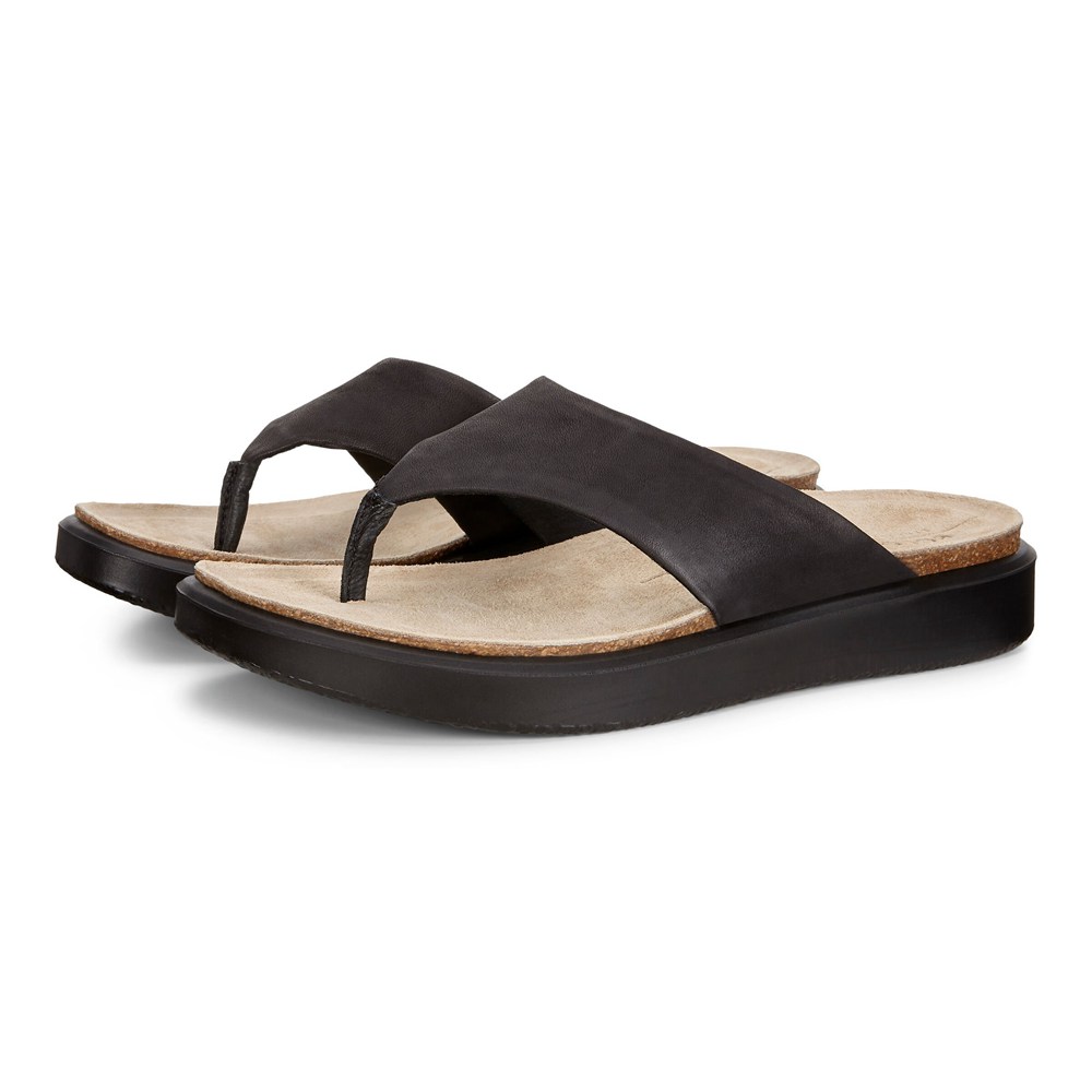 ECCO Womens Sandals Black - Corksphere Thong - TFB-943871